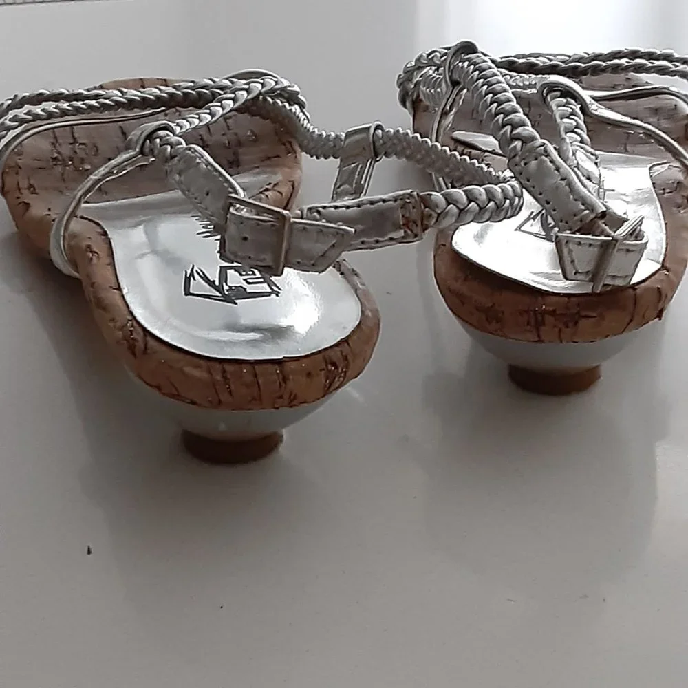 Playhouse silver & cork little girls sandals size 12
